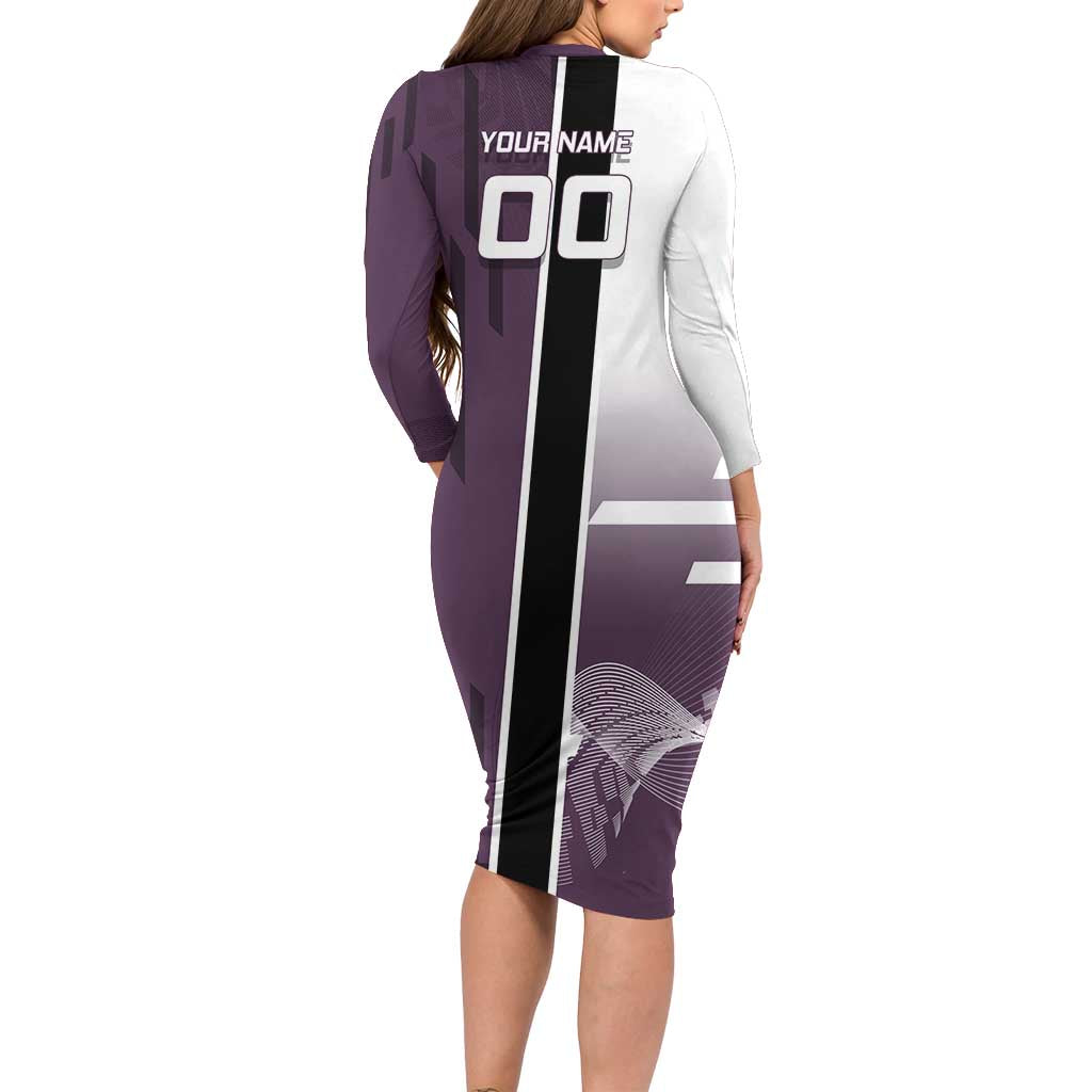 Personalized Shinazugawa Genya Demon Slayer Badminton Family Matching Long Sleeve Bodycon Dress and Hawaiian Shirt with Racket Action Pose and Purple Black Graphic Design