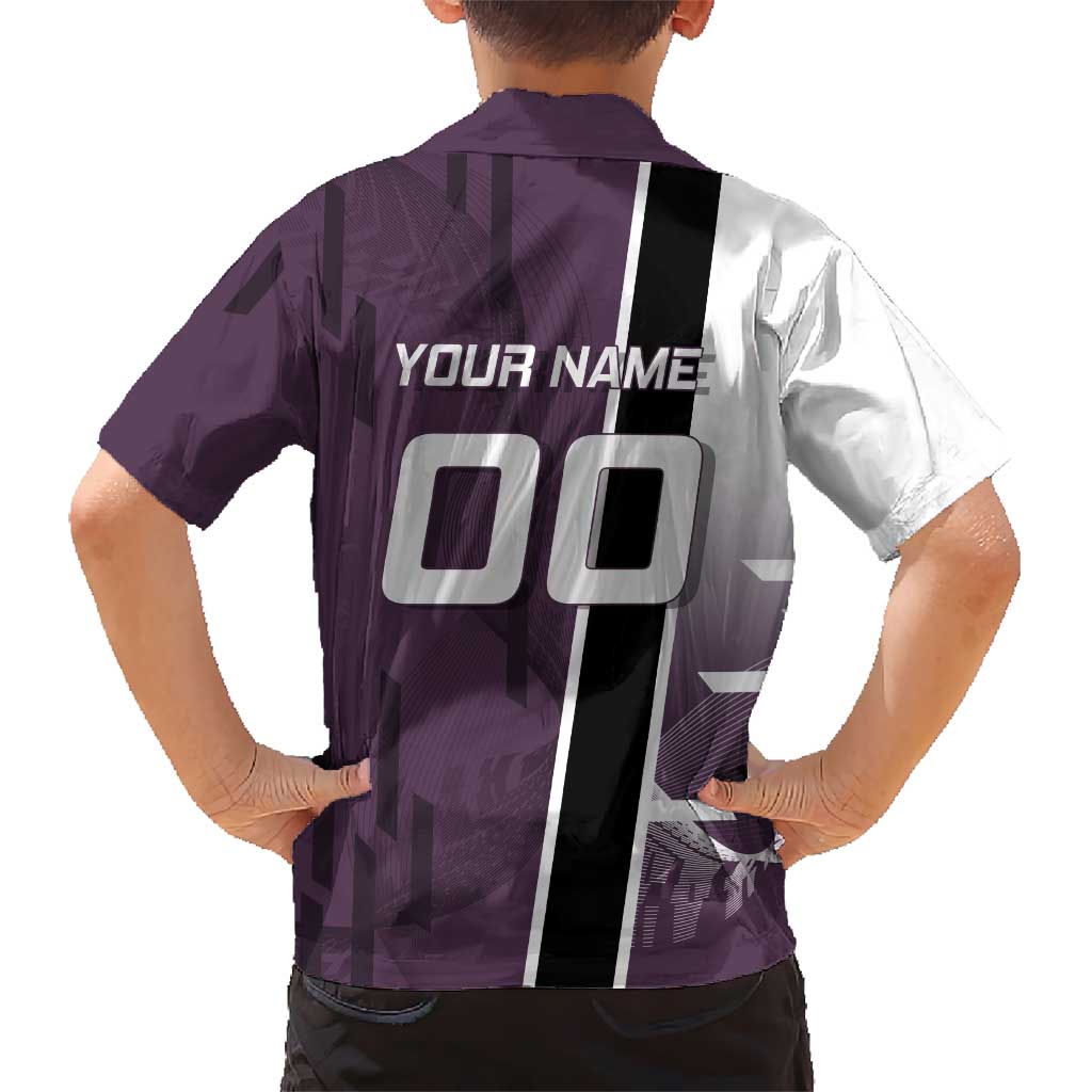 Personalized Shinazugawa Genya Demon Slayer Badminton Family Matching Off The Shoulder Long Sleeve Dress and Hawaiian Shirt with Racket Action Pose and Purple Black Graphic Design