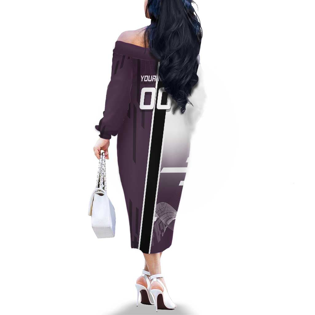 Personalized Shinazugawa Genya Demon Slayer Badminton Family Matching Off The Shoulder Long Sleeve Dress and Hawaiian Shirt with Racket Action Pose and Purple Black Graphic Design