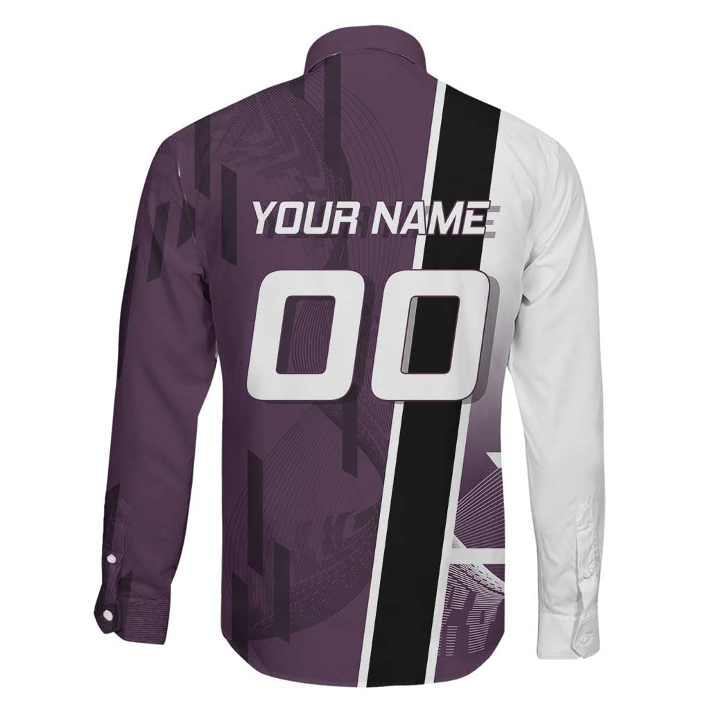 Personalized Shinazugawa Genya Demon Slayer Badminton Family Matching Short Sleeve Bodycon Dress and Hawaiian Shirt with Racket Action Pose and Purple Black Graphic Design
