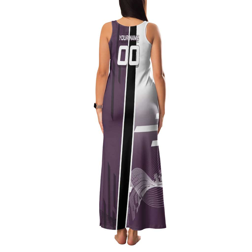 Personalized Shinazugawa Genya Demon Slayer Badminton Family Matching Tank Maxi Dress and Hawaiian Shirt with Racket Action Pose and Purple Black Graphic Design