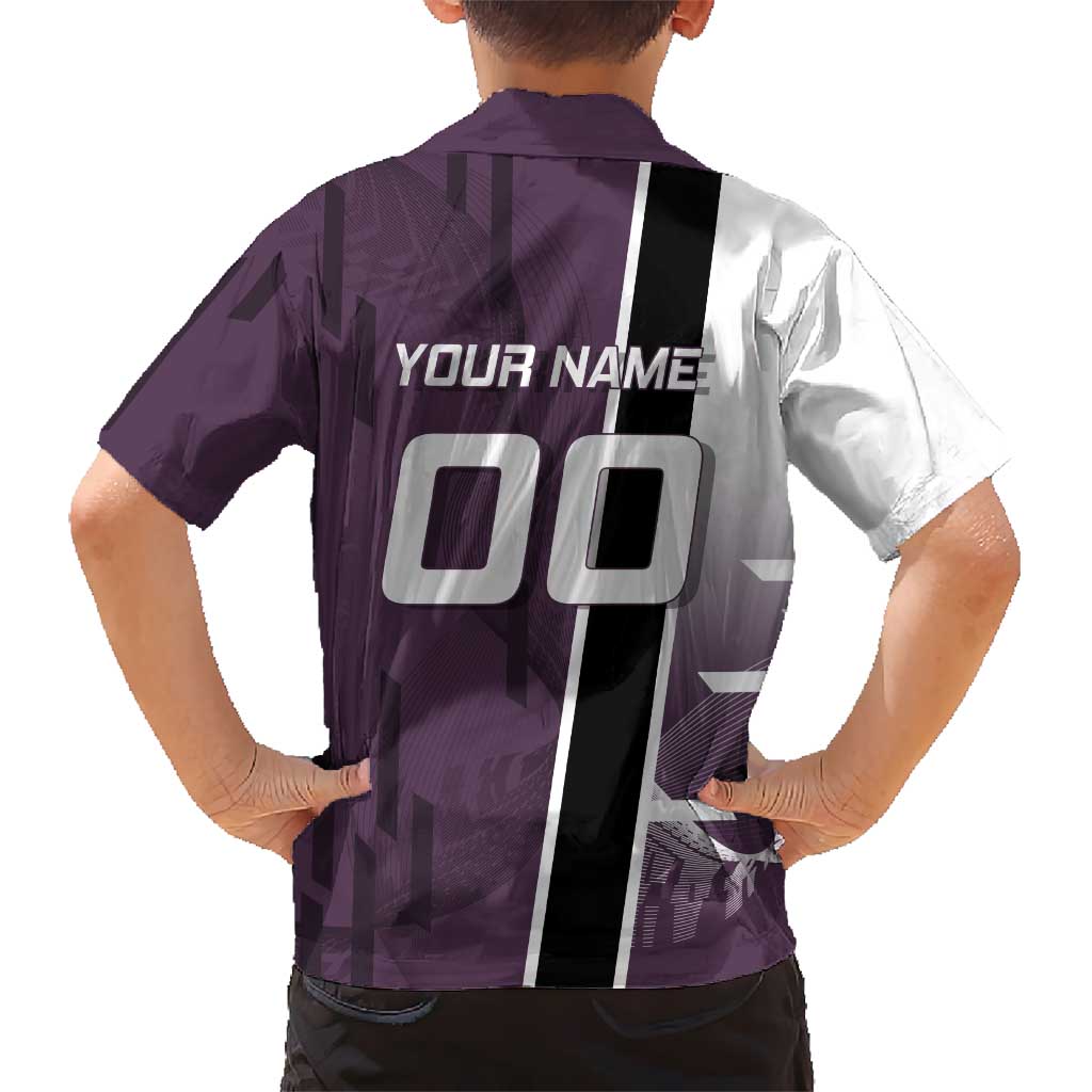 Personalized Shinazugawa Genya Demon Slayer Badminton Hawaiian Shirt with Racket Action Pose and Purple Black Graphic Design - The Mazicc
