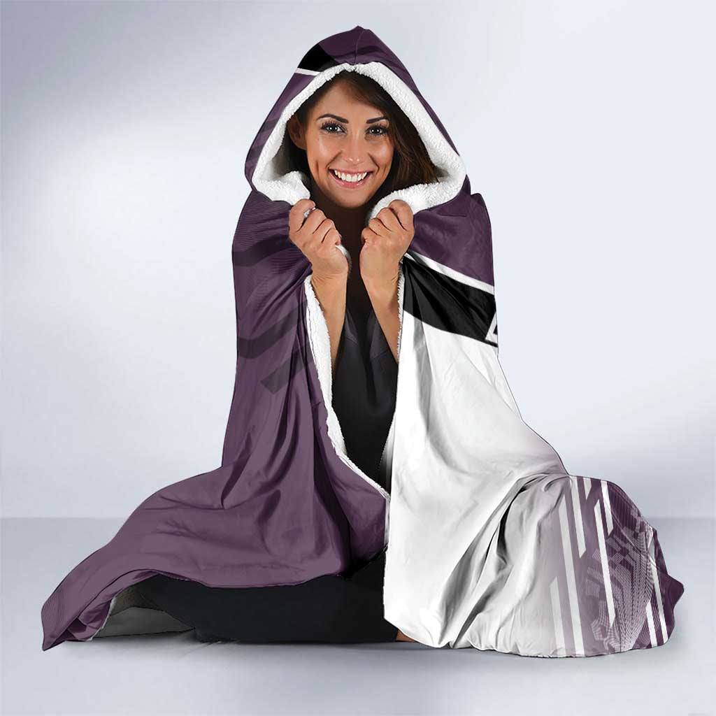 Personalized Shinazugawa Genya Demon Slayer Badminton Hooded Blanket with Racket Action Pose and Purple Black Graphic Design - The Mazicc