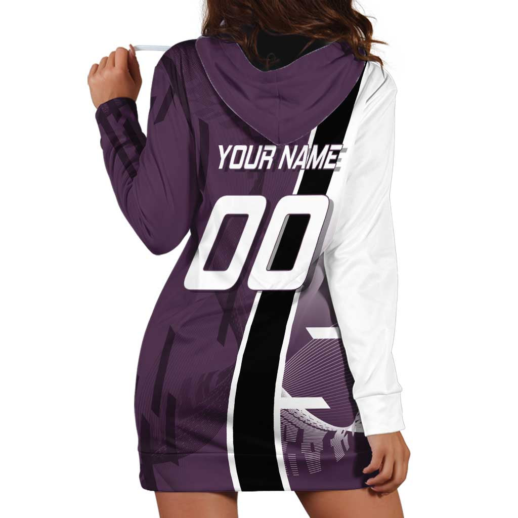 Personalized Shinazugawa Genya Demon Slayer Badminton Hoodie Dress with Racket Action Pose and Purple Black Graphic Design - The Mazicc
