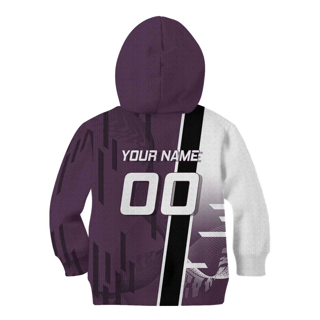 Personalized Shinazugawa Genya Demon Slayer Badminton Kid Hoodie with Racket Action Pose and Purple Black Graphic Design - The Mazicc
