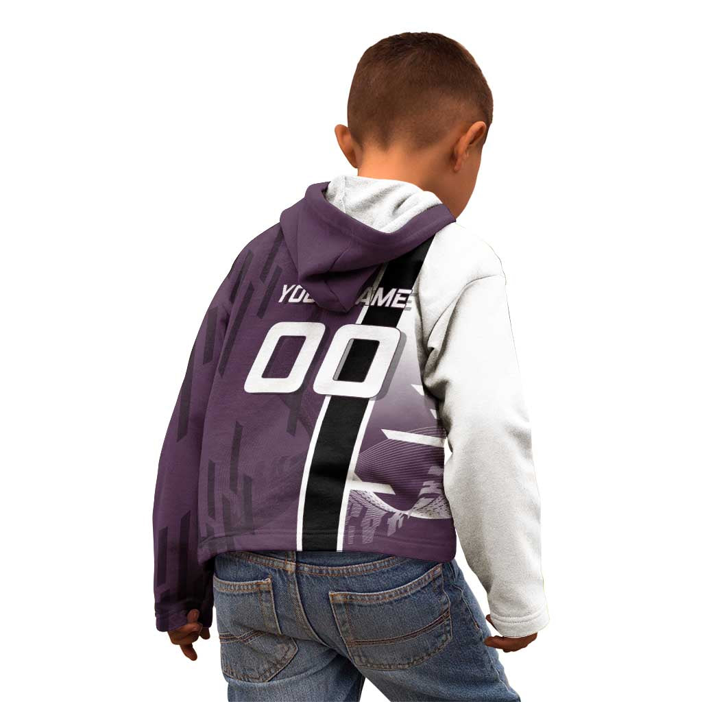 Personalized Shinazugawa Genya Demon Slayer Badminton Kid Hoodie with Racket Action Pose and Purple Black Graphic Design - The Mazicc