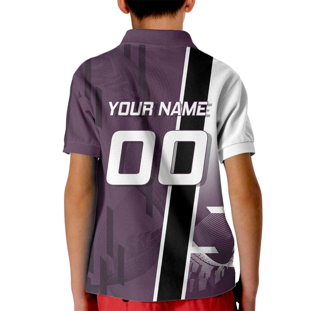 Personalized Shinazugawa Genya Demon Slayer Badminton Kid Polo Shirt with Racket Action Pose and Purple Black Graphic Design - The Mazicc