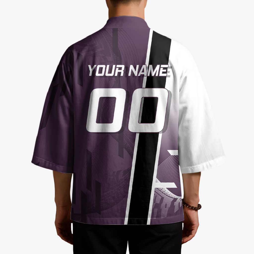 Personalized Shinazugawa Genya Demon Slayer Badminton Kimono with Racket Action Pose and Purple Black Graphic Design - The Mazicc