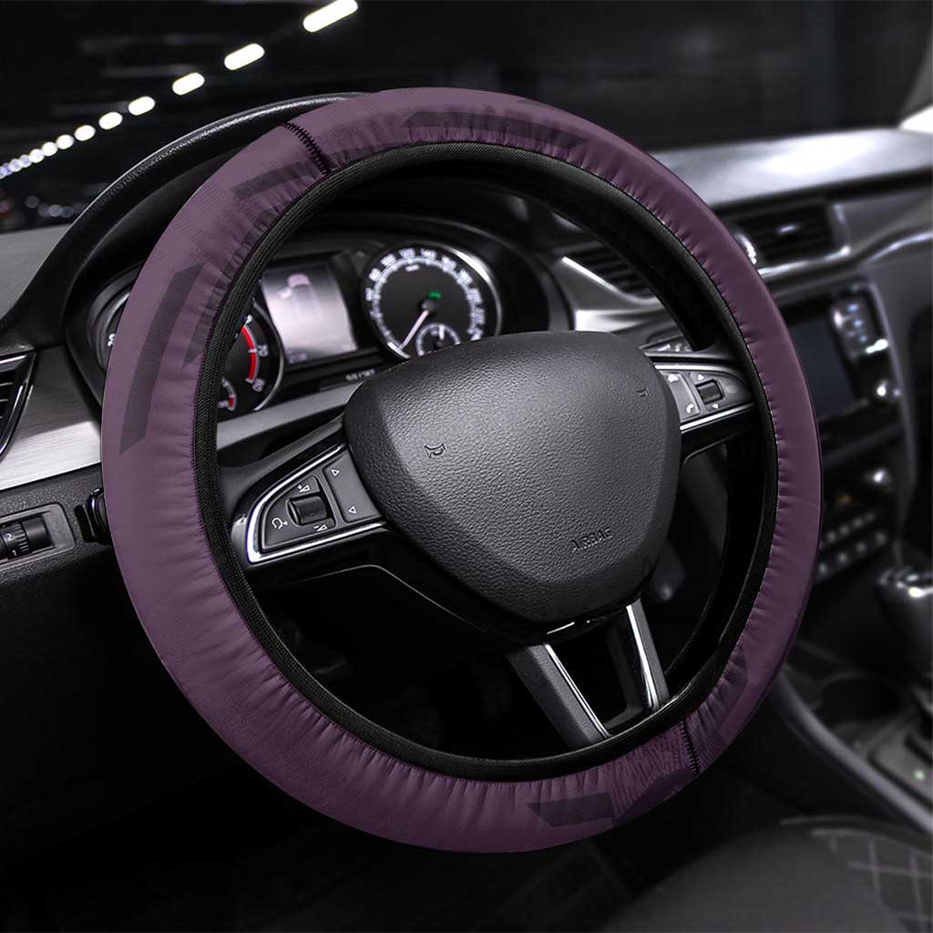 Shinazugawa Genya Demon Slayer Badminton Steering Wheel Cover with Racket Action Pose and Purple Black Graphic Design - The Mazicc
