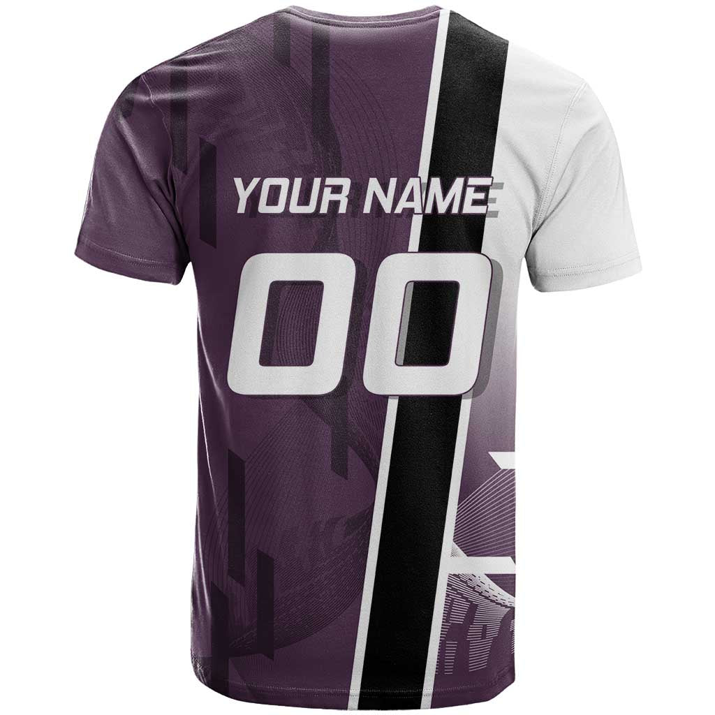 Personalized Shinazugawa Genya Demon Slayer Badminton T Shirt with Racket Action Pose and Purple Black Graphic Design - The Mazicc