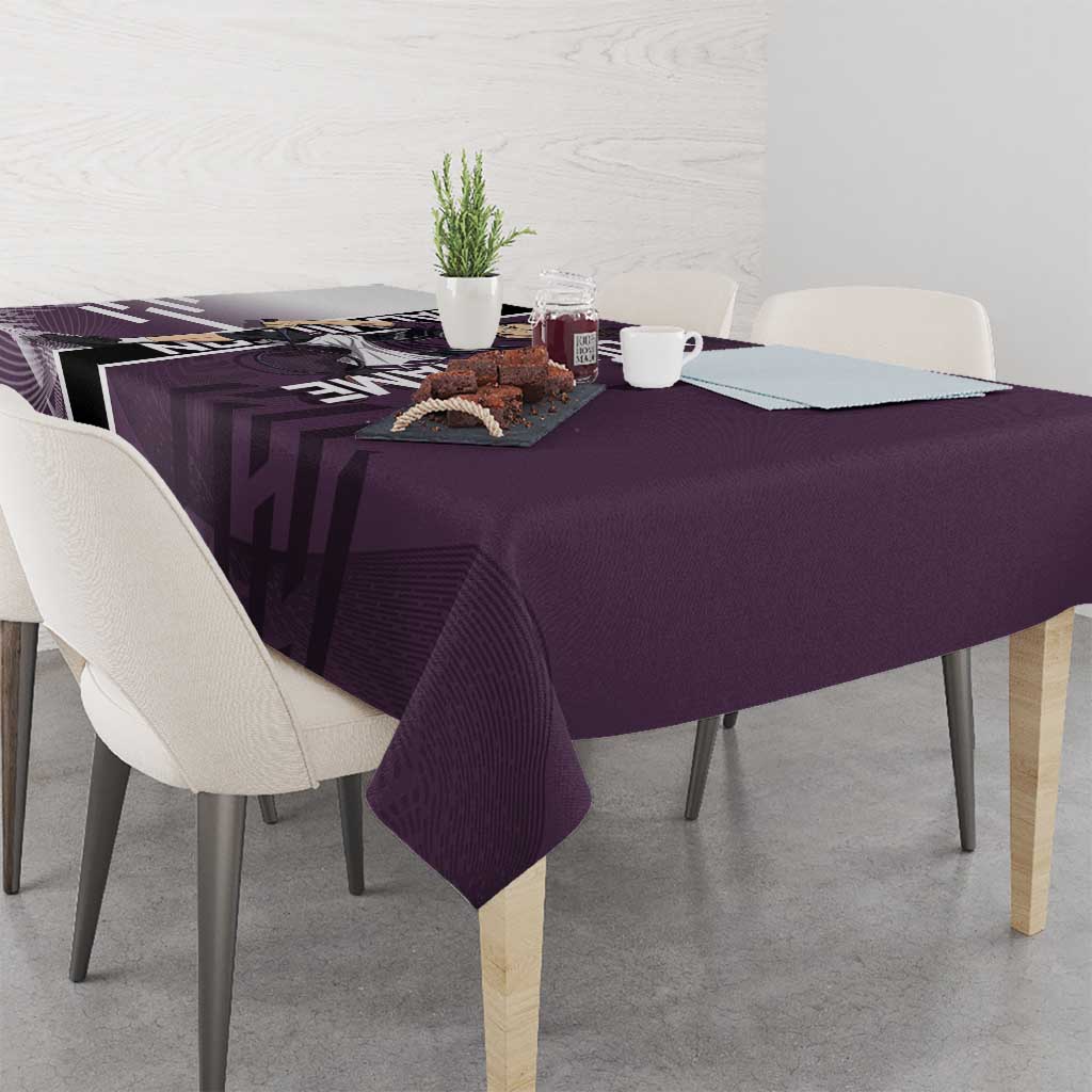 Personalized Shinazugawa Genya Demon Slayer Badminton Tablecloth with Racket Action Pose and Purple Black Graphic Design - The Mazicc