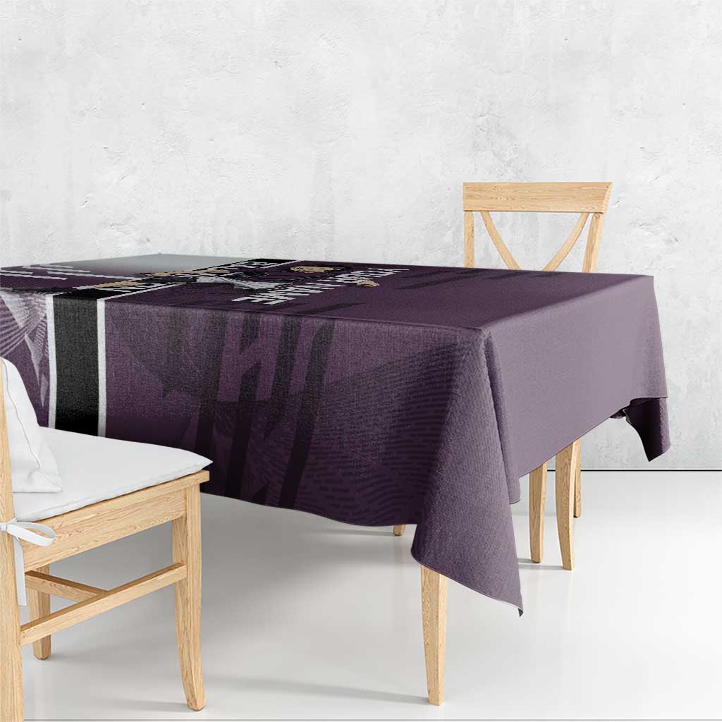 Personalized Shinazugawa Genya Demon Slayer Badminton Tablecloth with Racket Action Pose and Purple Black Graphic Design - The Mazicc