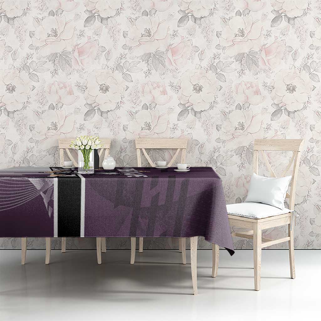 Personalized Shinazugawa Genya Demon Slayer Badminton Tablecloth with Racket Action Pose and Purple Black Graphic Design - The Mazicc