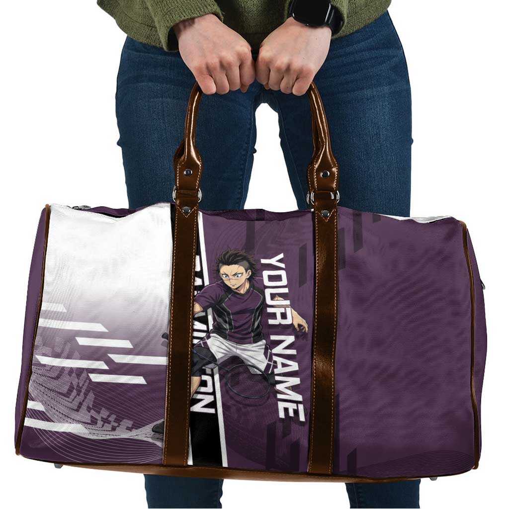 Personalized Shinazugawa Genya Demon Slayer Badminton Travel Bag with Racket Action Pose and Purple Black Graphic Design - The Mazicc