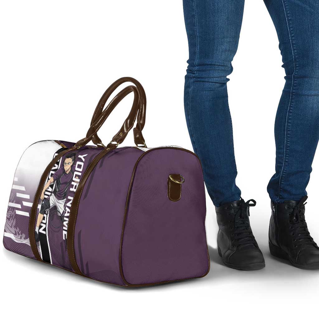 Personalized Shinazugawa Genya Demon Slayer Badminton Travel Bag with Racket Action Pose and Purple Black Graphic Design - The Mazicc