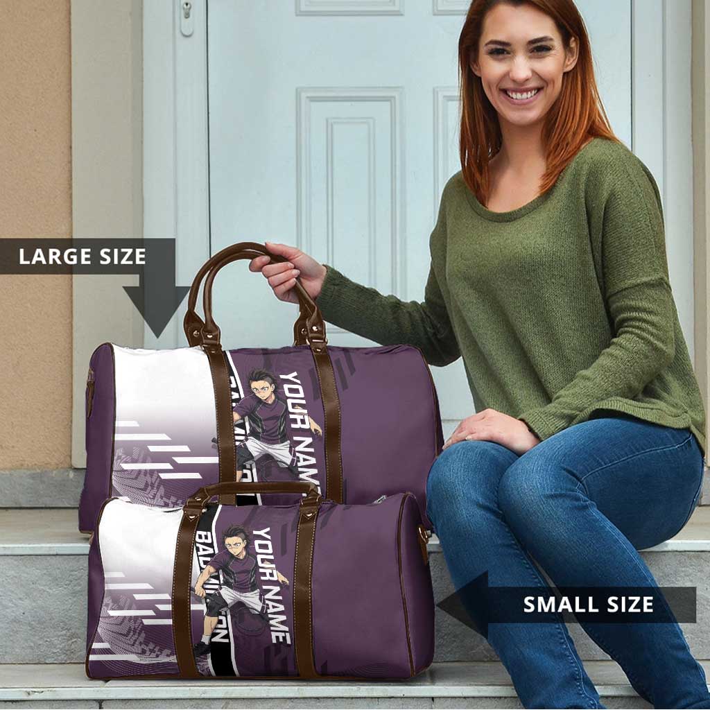 Personalized Shinazugawa Genya Demon Slayer Badminton Travel Bag with Racket Action Pose and Purple Black Graphic Design - The Mazicc