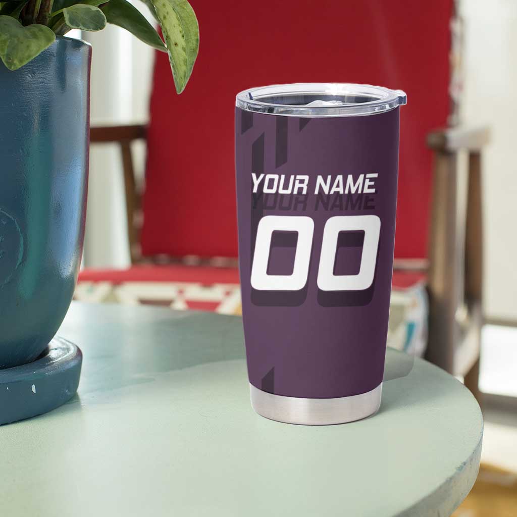 Personalized Shinazugawa Genya Demon Slayer Badminton Tumbler Cup with Racket Action Pose and Purple Black Graphic Design - The Mazicc