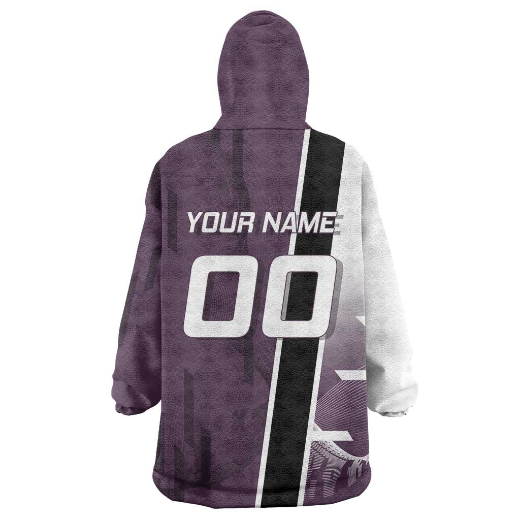 Personalized Shinazugawa Genya Demon Slayer Badminton Wearable Blanket Hoodie with Racket Action Pose and Purple Black Graphic Design - The Mazicc