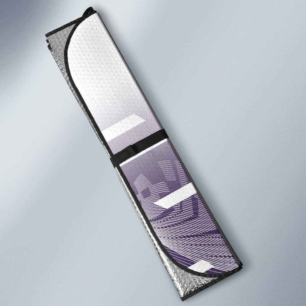 Personalized Shinazugawa Genya Demon Slayer Badminton Auto Sun Shade with Racket Action Pose and Purple White Graphic Design - The Mazicc