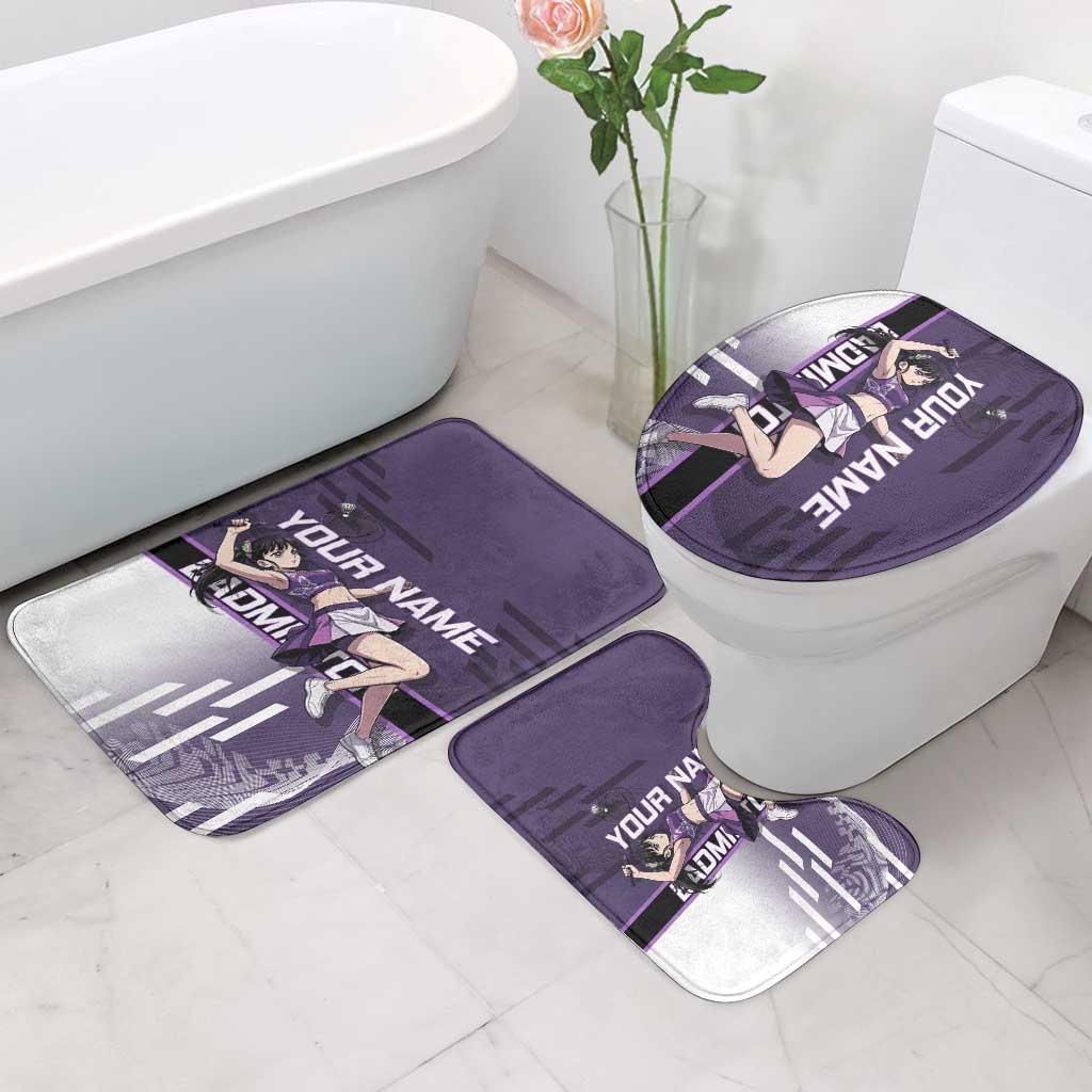 Personalized Shinazugawa Genya Demon Slayer Badminton Bathroom Set with Racket Action Pose and Purple White Graphic Design - The Mazicc