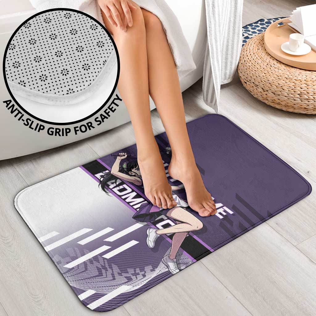 Personalized Shinazugawa Genya Demon Slayer Badminton Bathroom Set with Racket Action Pose and Purple White Graphic Design - The Mazicc