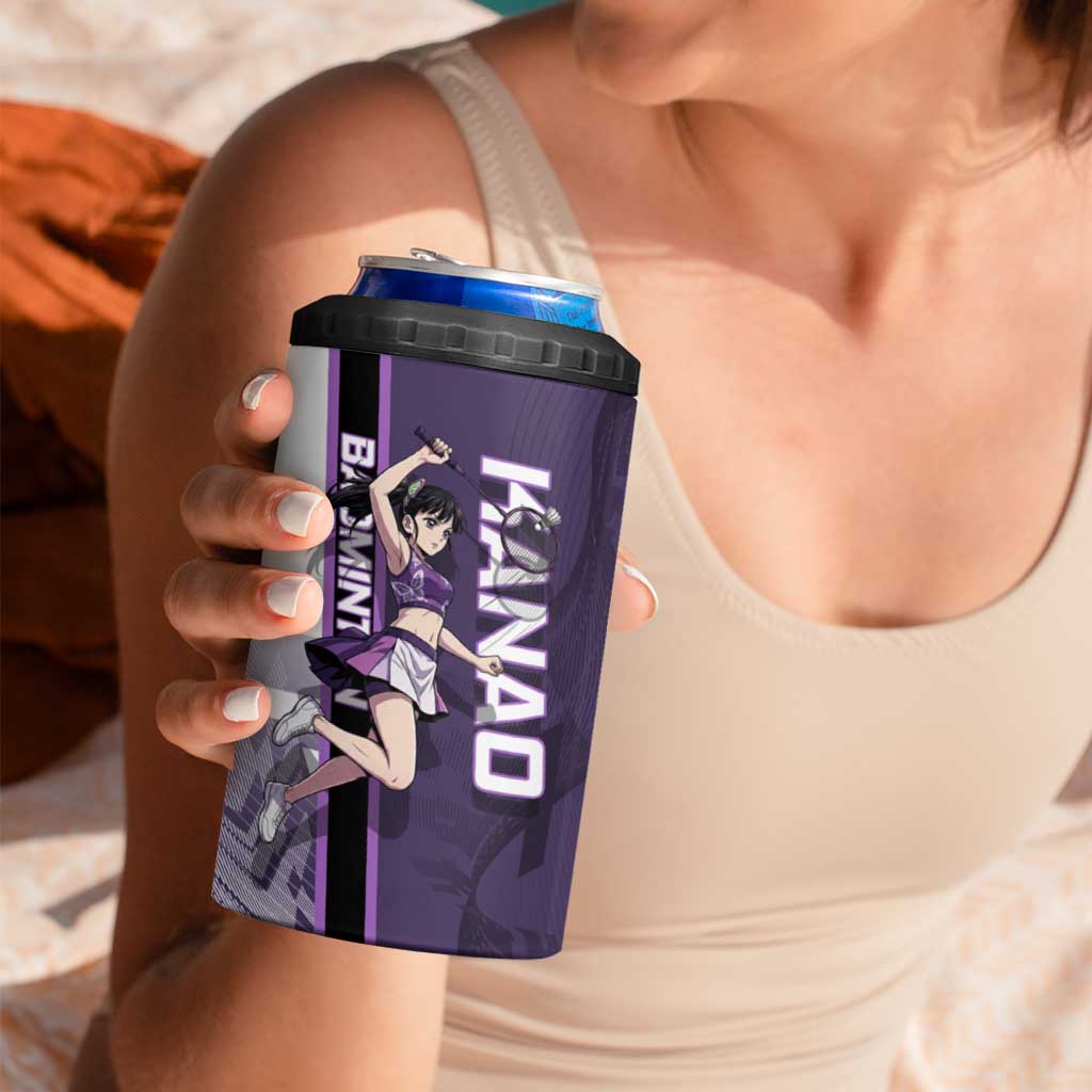 Personalized Shinazugawa Genya Demon Slayer Badminton 4 in 1 Can Cooler Tumbler with Racket Action Pose and Purple White Graphic Design - The Mazicc