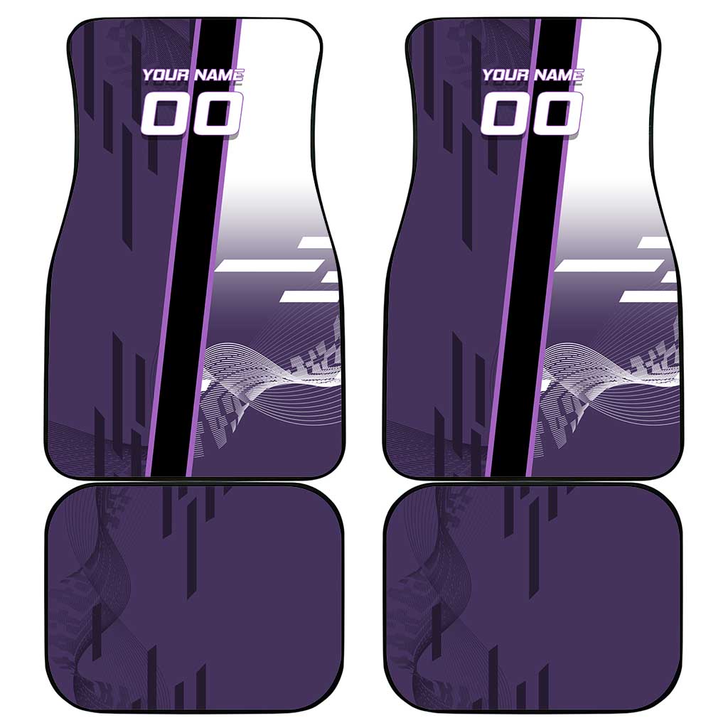 Personalized Shinazugawa Genya Demon Slayer Badminton Car Mats with Racket Action Pose and Purple White Graphic Design - The Mazicc