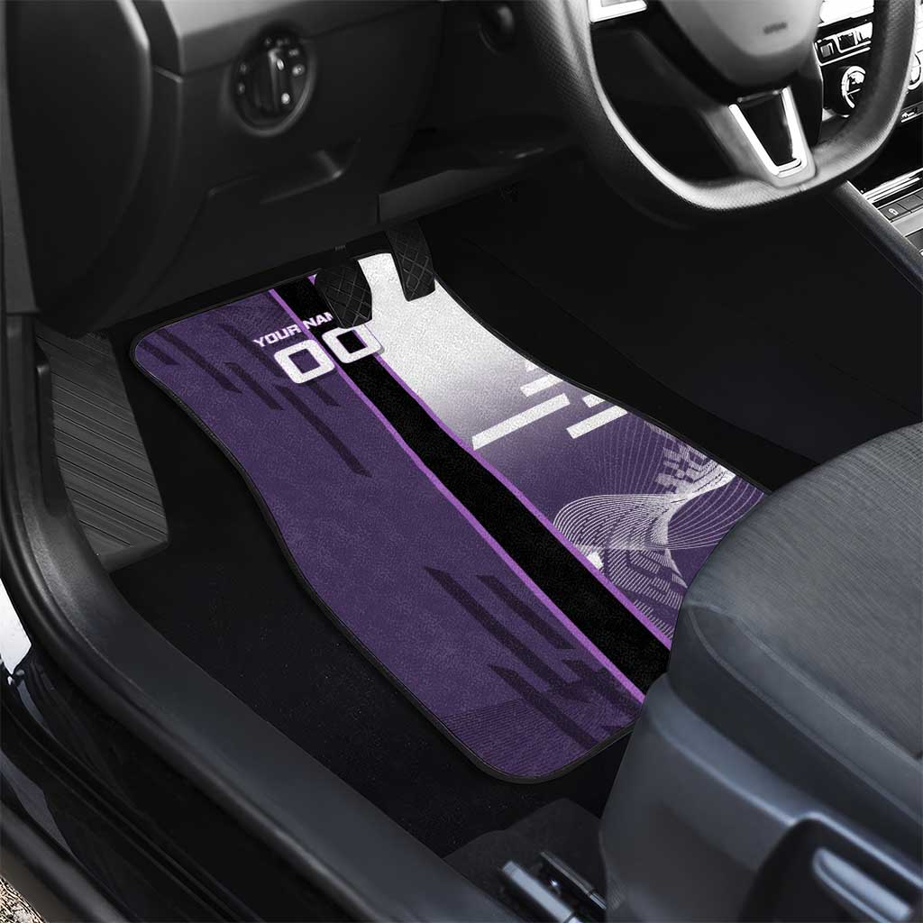 Personalized Shinazugawa Genya Demon Slayer Badminton Car Mats with Racket Action Pose and Purple White Graphic Design - The Mazicc