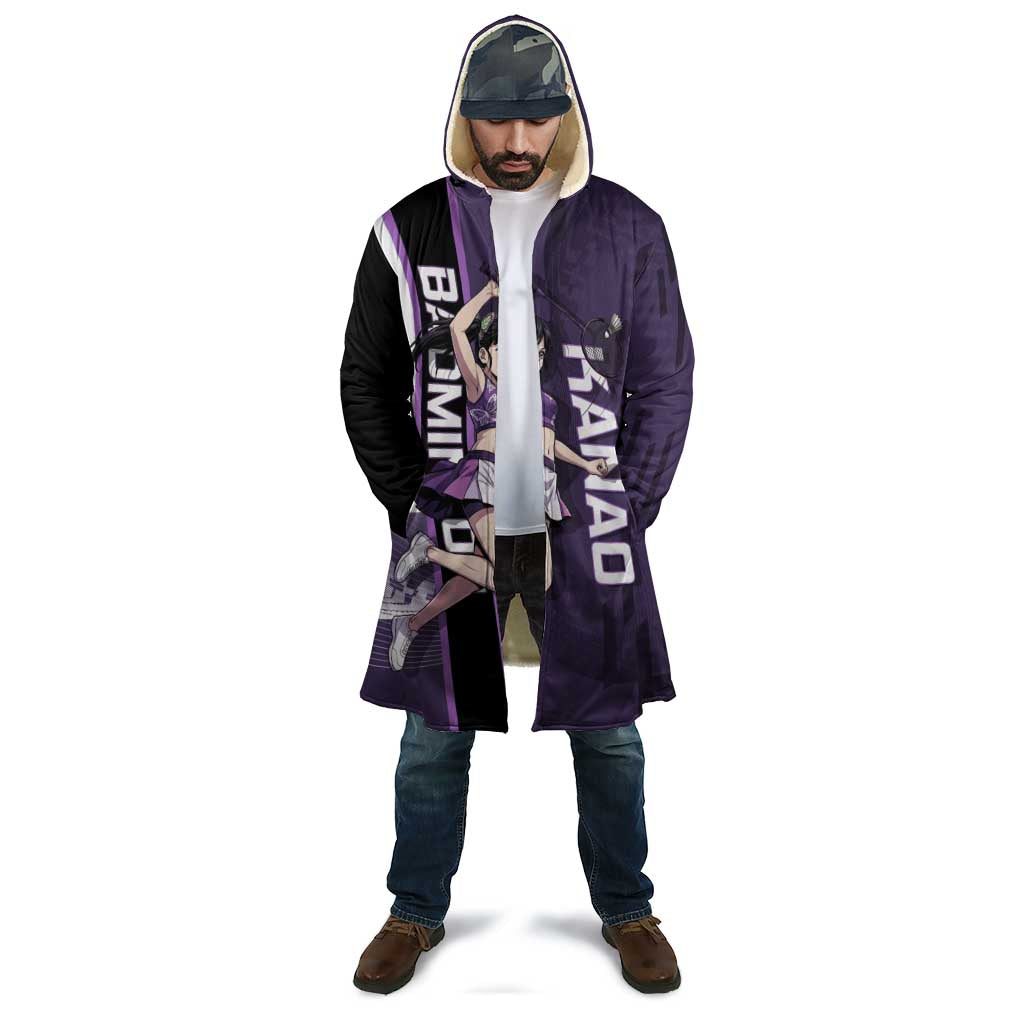 Personalized Shinazugawa Genya Demon Slayer Badminton Cloak with Racket Action Pose and Purple White Graphic Design - The Mazicc
