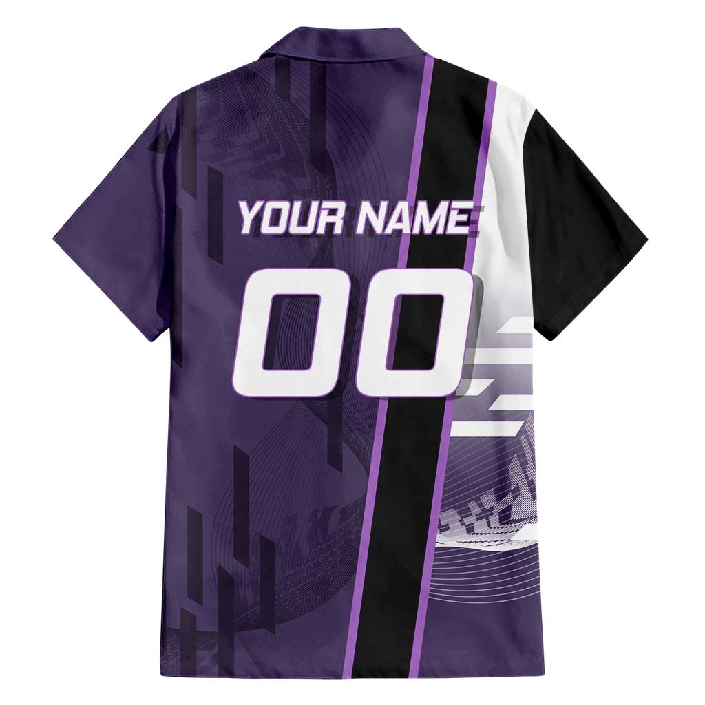 Personalized Shinazugawa Genya Demon Slayer Badminton Family Matching Tank Maxi Dress and Hawaiian Shirt with Racket Action Pose and Purple White Graphic Design