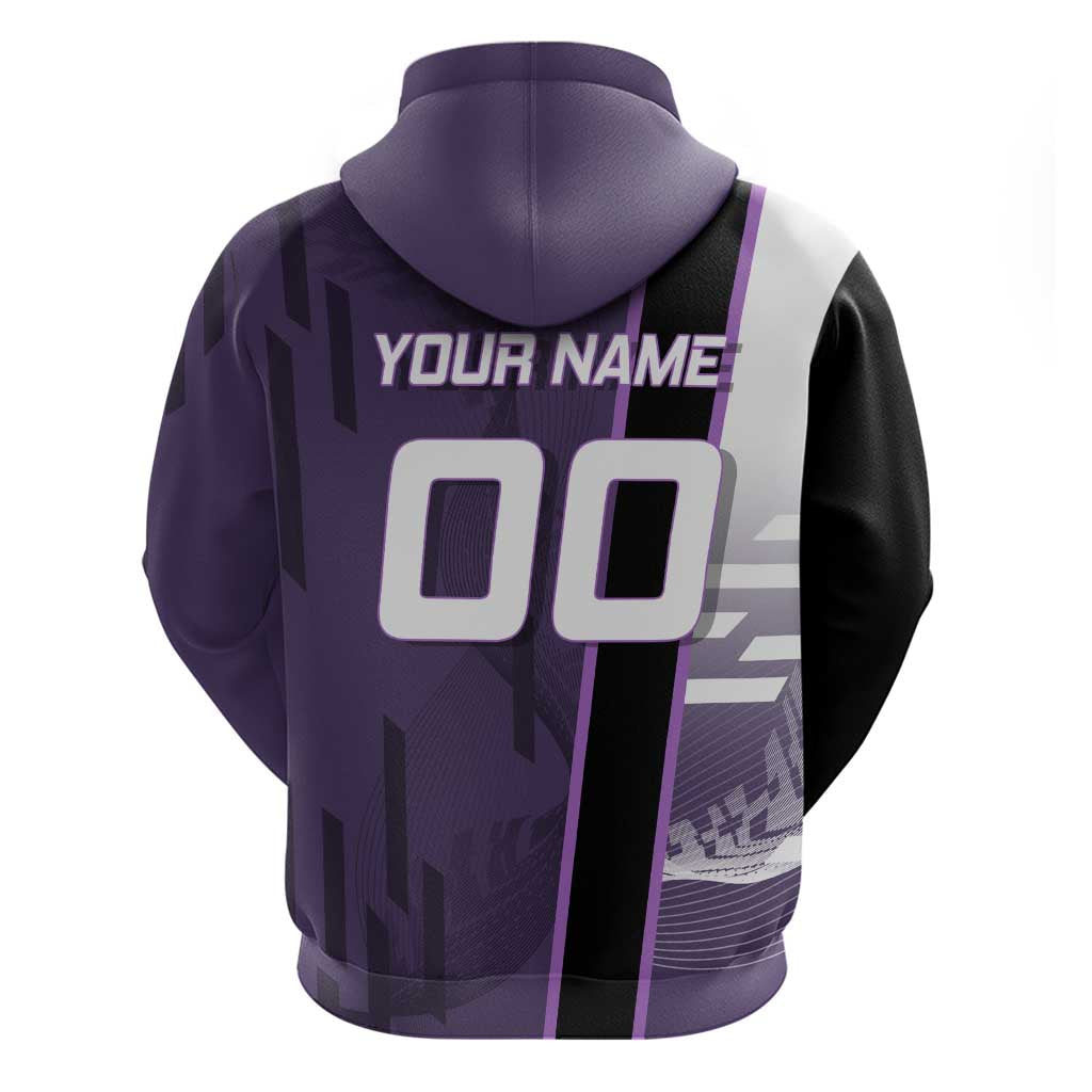 Personalized Shinazugawa Genya Demon Slayer Badminton Hoodie with Racket Action Pose and Purple White Graphic Design - The Mazicc