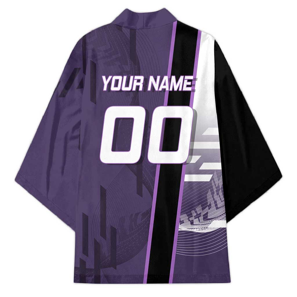 Personalized Shinazugawa Genya Demon Slayer Badminton Kimono with Racket Action Pose and Purple White Graphic Design - The Mazicc