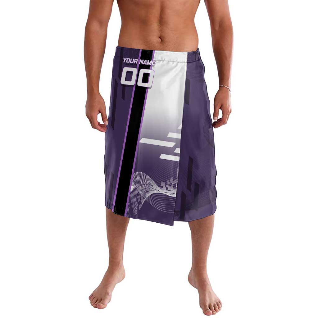 Personalized Shinazugawa Genya Demon Slayer Badminton Lavalava with Racket Action Pose and Purple White Graphic Design - The Mazicc