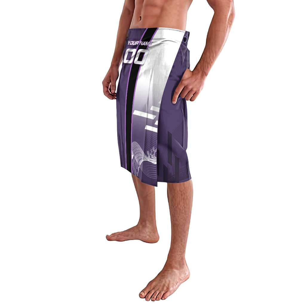 Personalized Shinazugawa Genya Demon Slayer Badminton Lavalava with Racket Action Pose and Purple White Graphic Design - The Mazicc