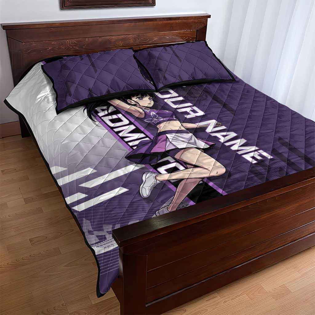 Personalized Shinazugawa Genya Demon Slayer Badminton Quilt Bed Set with Racket Action Pose and Purple White Graphic Design - The Mazicc