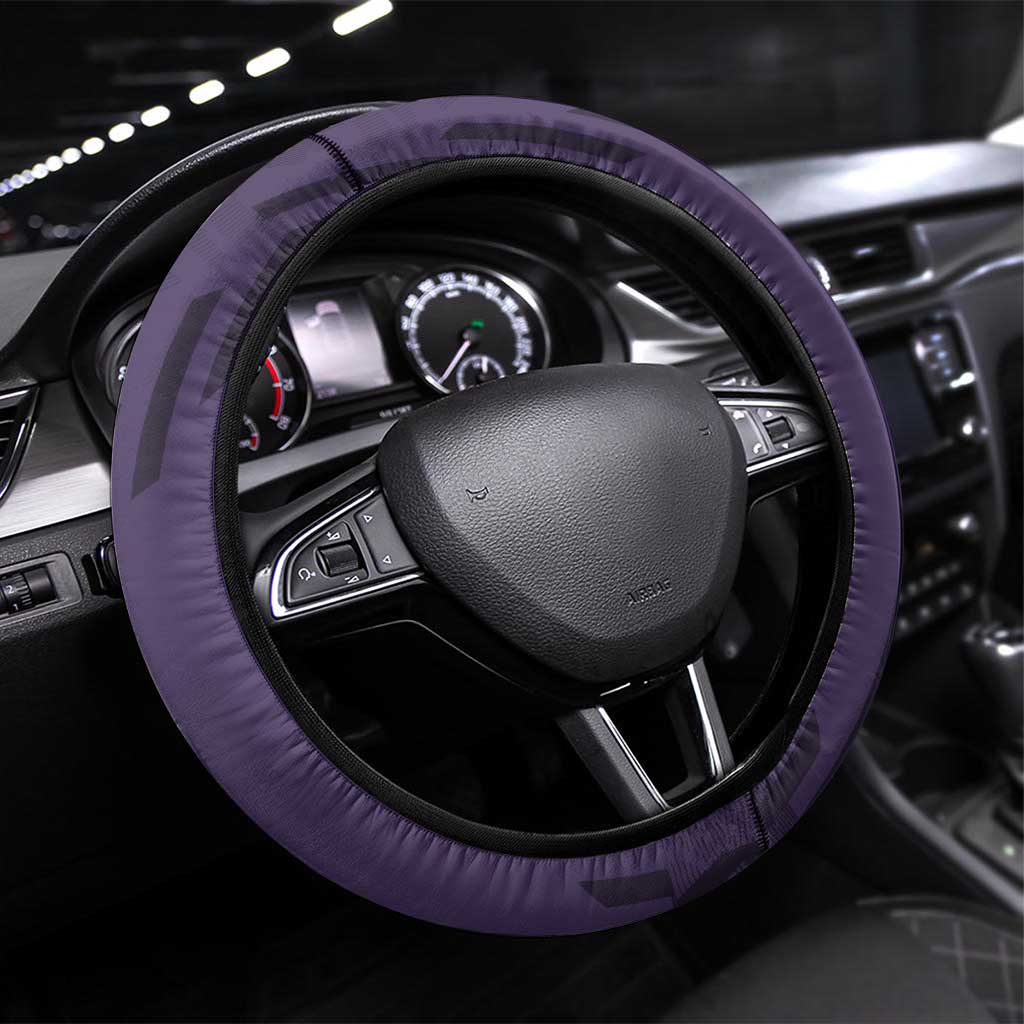 Shinazugawa Genya Demon Slayer Badminton Steering Wheel Cover with Racket Action Pose and Purple White Graphic Design - The Mazicc
