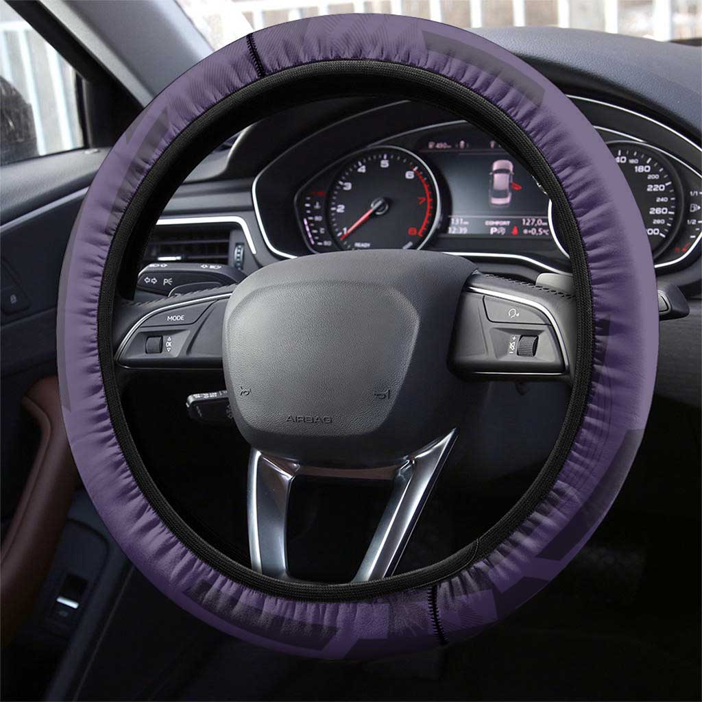 Shinazugawa Genya Demon Slayer Badminton Steering Wheel Cover with Racket Action Pose and Purple White Graphic Design - The Mazicc