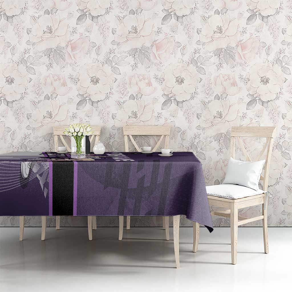 Personalized Shinazugawa Genya Demon Slayer Badminton Tablecloth with Racket Action Pose and Purple White Graphic Design - The Mazicc