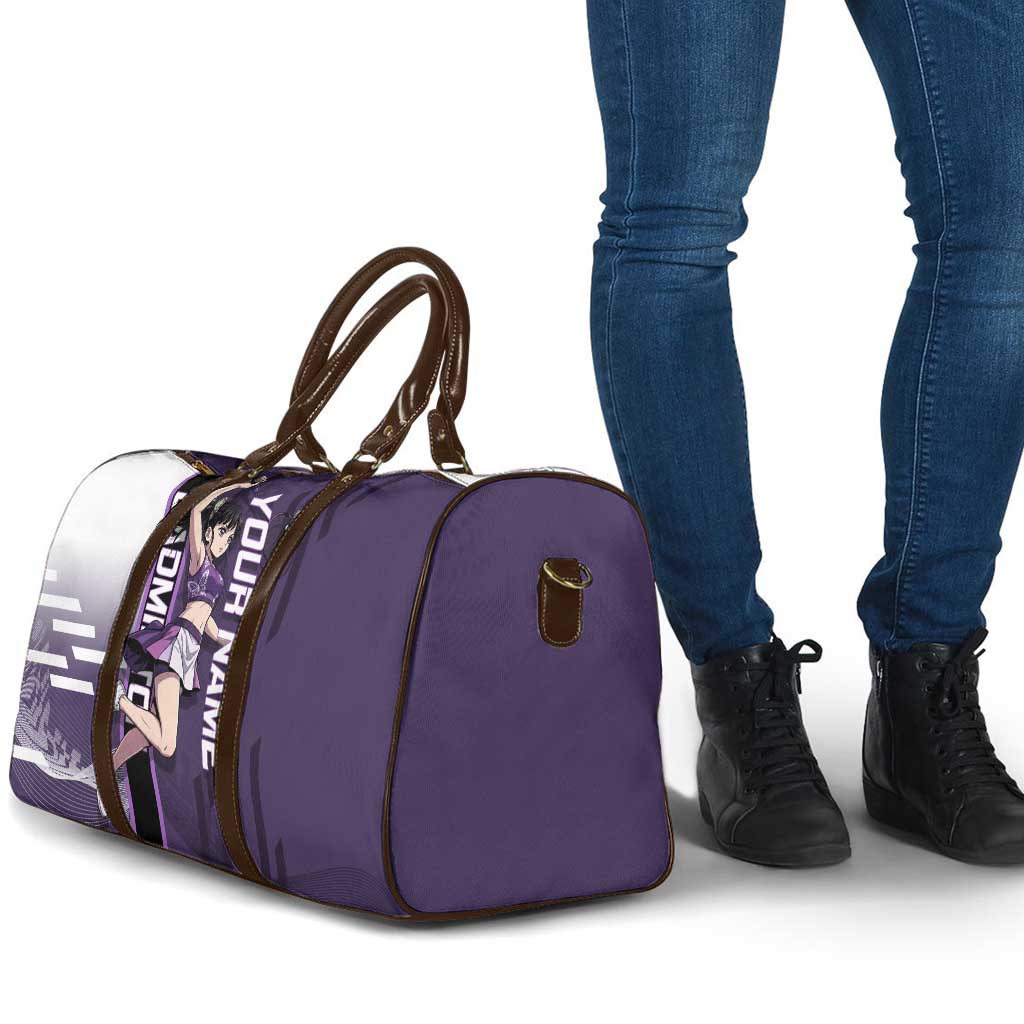 Personalized Shinazugawa Genya Demon Slayer Badminton Travel Bag with Racket Action Pose and Purple White Graphic Design - The Mazicc