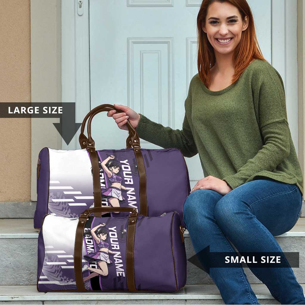 Personalized Shinazugawa Genya Demon Slayer Badminton Travel Bag with Racket Action Pose and Purple White Graphic Design - The Mazicc