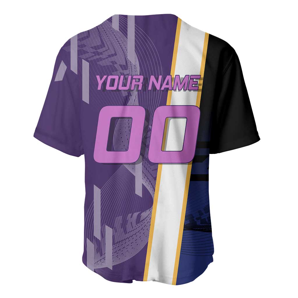 Personalized Tengen Uzui Demon Slayer Badminton Baseball Jersey with Racket Action Pose and Purple Black Graphic Design - The Mazicc