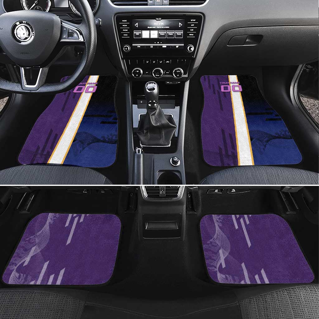 Personalized Tengen Uzui Demon Slayer Badminton Car Mats with Racket Action Pose and Purple Black Graphic Design - The Mazicc