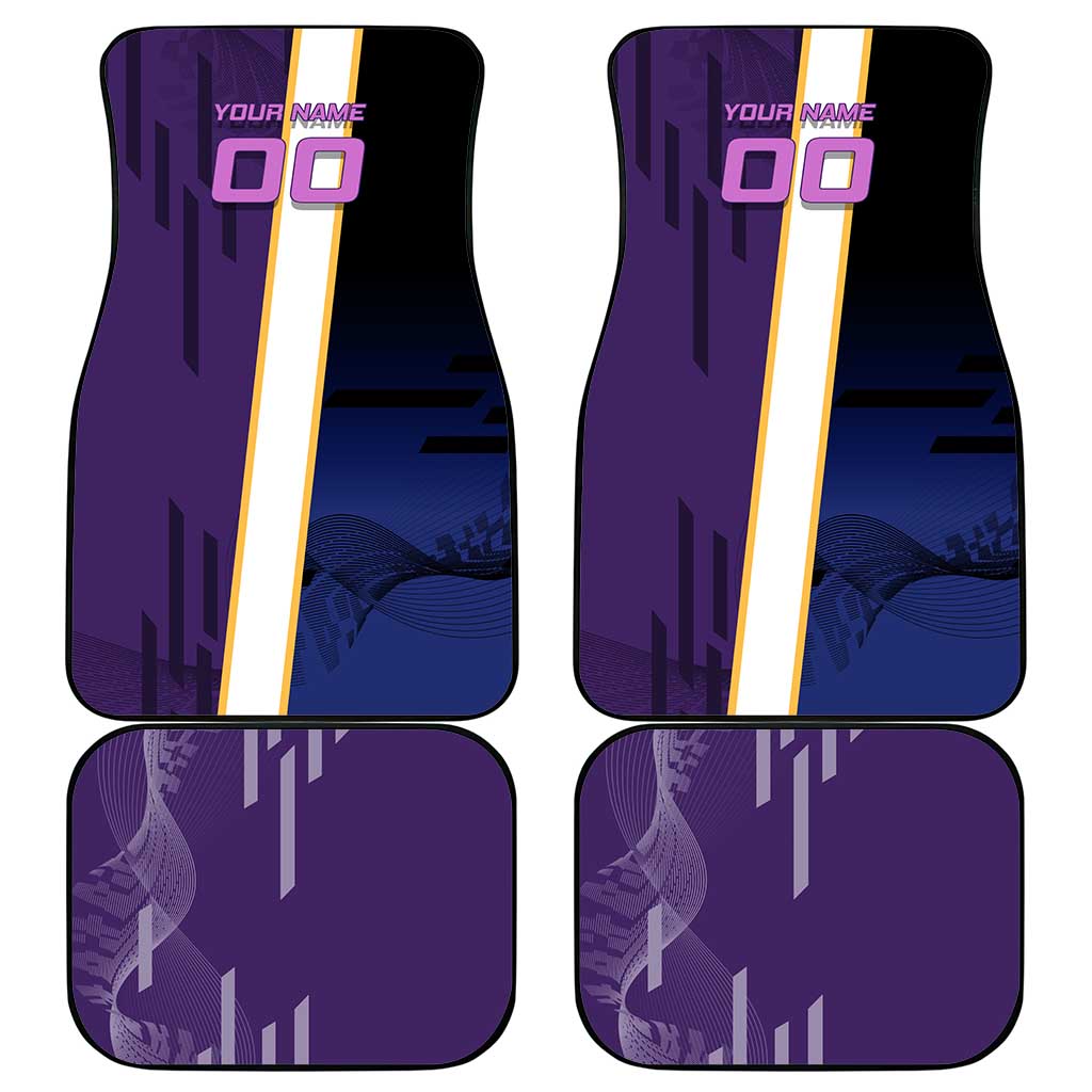 Personalized Tengen Uzui Demon Slayer Badminton Car Mats with Racket Action Pose and Purple Black Graphic Design - The Mazicc