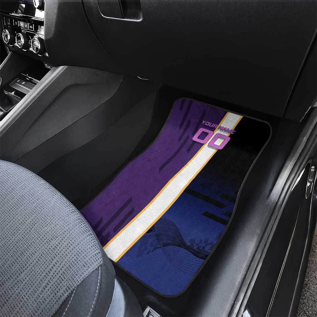 Personalized Tengen Uzui Demon Slayer Badminton Car Mats with Racket Action Pose and Purple Black Graphic Design - The Mazicc