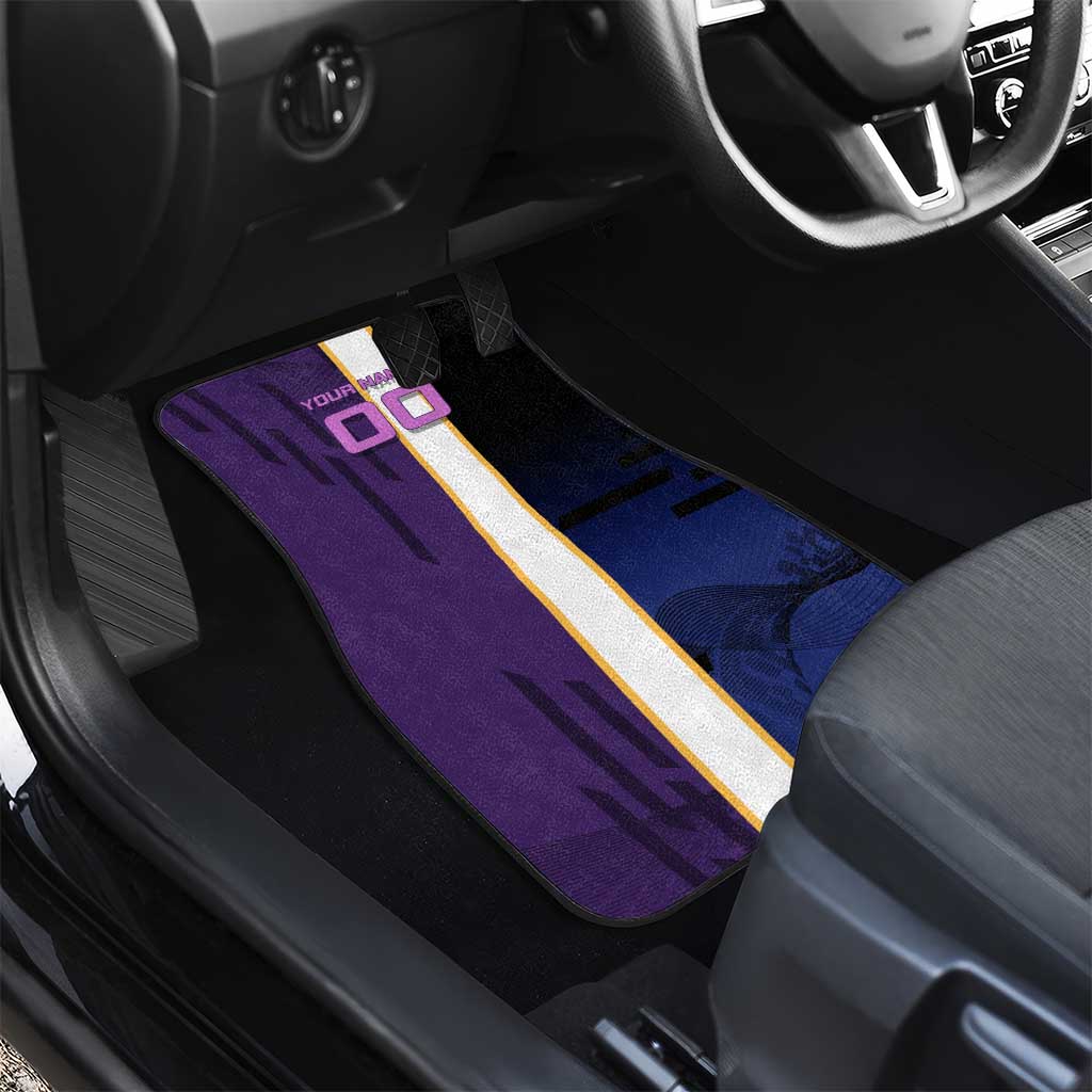 Personalized Tengen Uzui Demon Slayer Badminton Car Mats with Racket Action Pose and Purple Black Graphic Design - The Mazicc