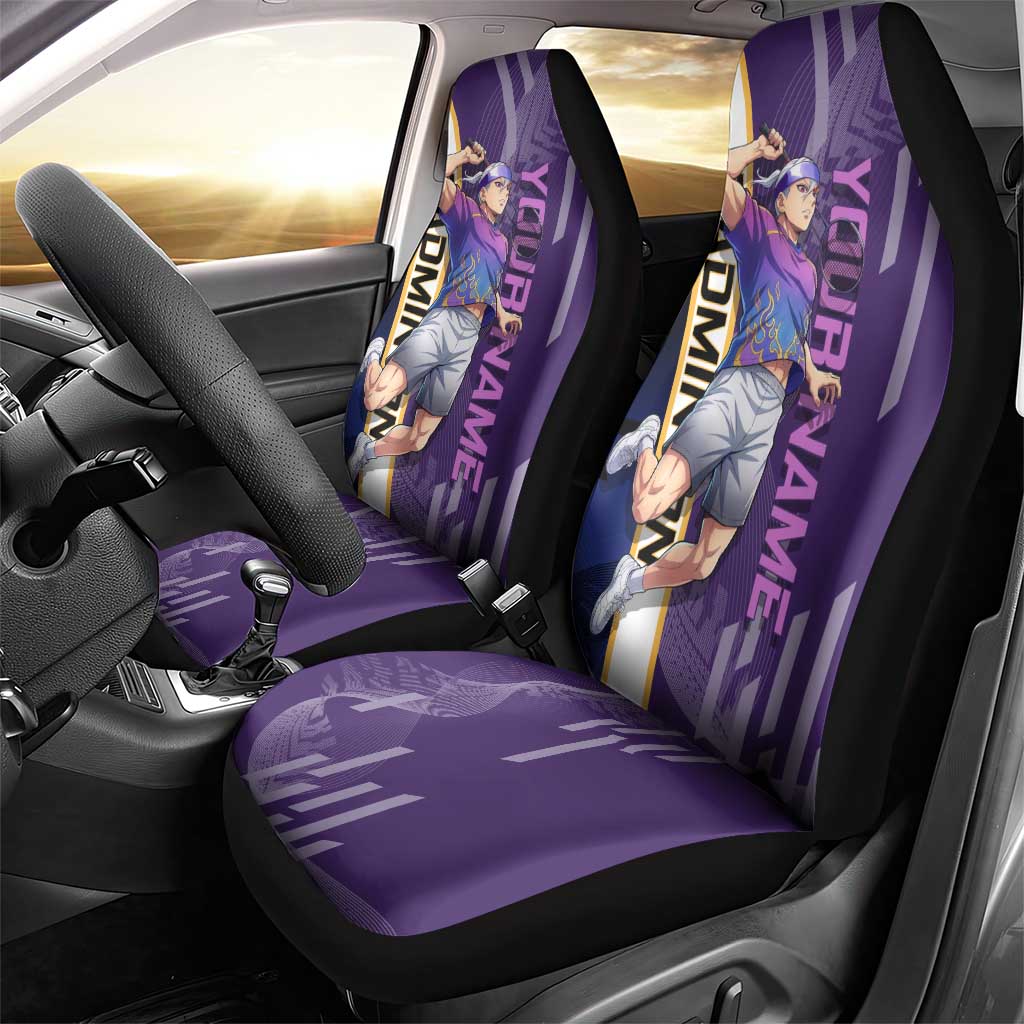 Personalized Tengen Uzui Demon Slayer Badminton Car Seat Cover with Racket Action Pose and Purple Black Graphic Design - The Mazicc