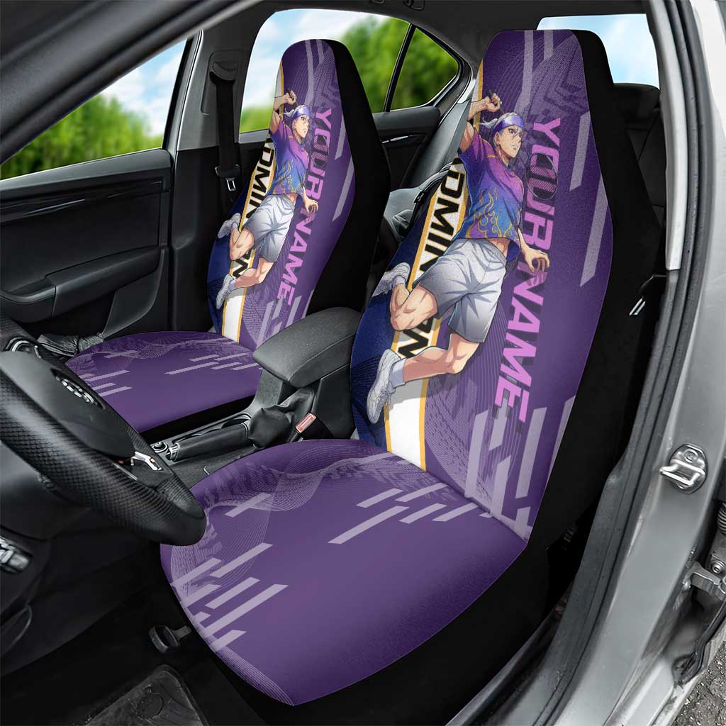 Personalized Tengen Uzui Demon Slayer Badminton Car Seat Cover with Racket Action Pose and Purple Black Graphic Design - The Mazicc