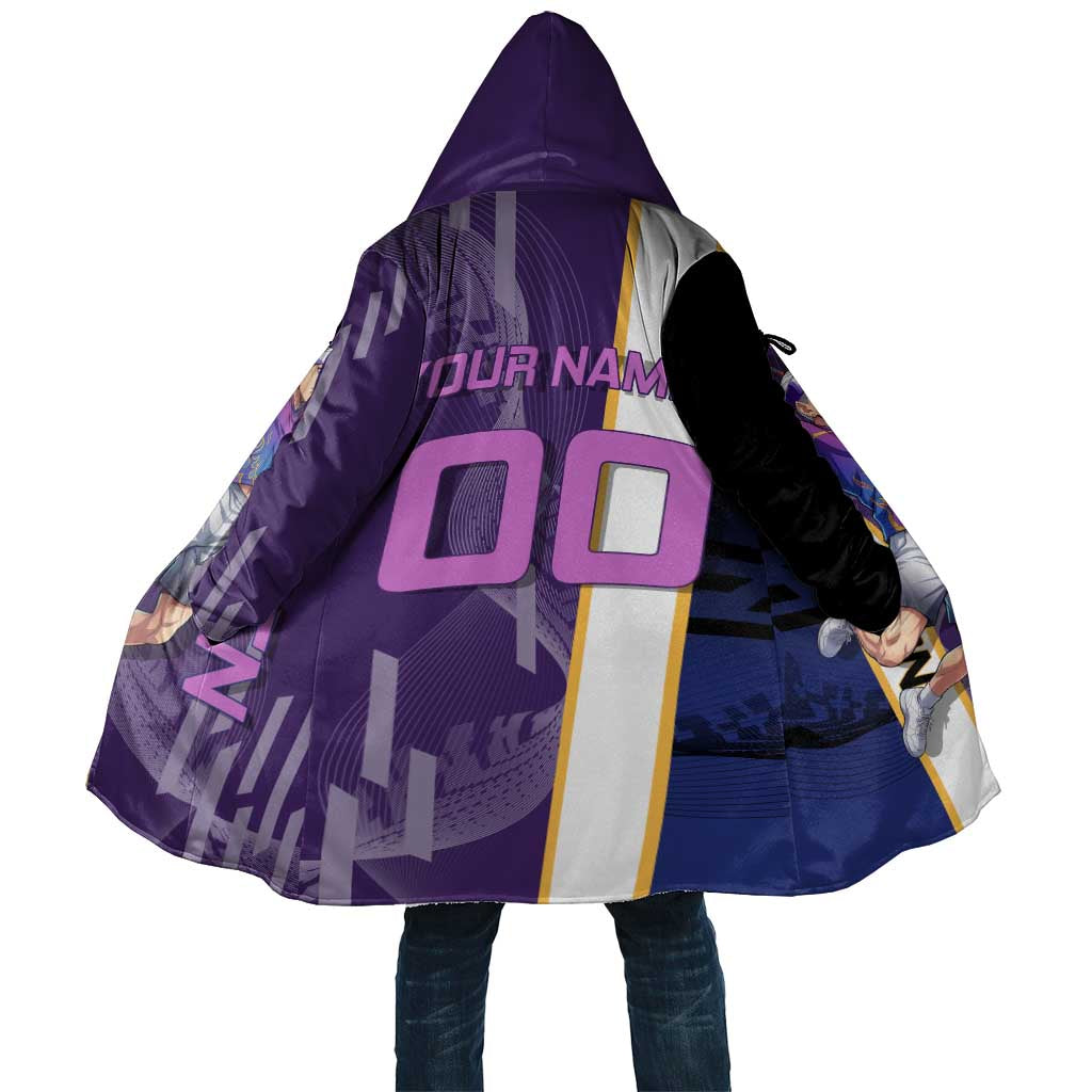 Personalized Tengen Uzui Demon Slayer Badminton Cloak with Racket Action Pose and Purple Black Graphic Design - The Mazicc
