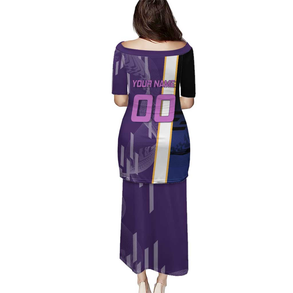 Personalized Tengen Uzui Demon Slayer Badminton Family Matching Puletasi and Hawaiian Shirt with Racket Action Pose and Purple Black Graphic Design