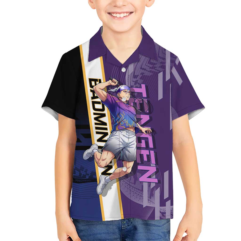 Personalized Tengen Uzui Demon Slayer Badminton Hawaiian Shirt with Racket Action Pose and Purple Black Graphic Design - The Mazicc